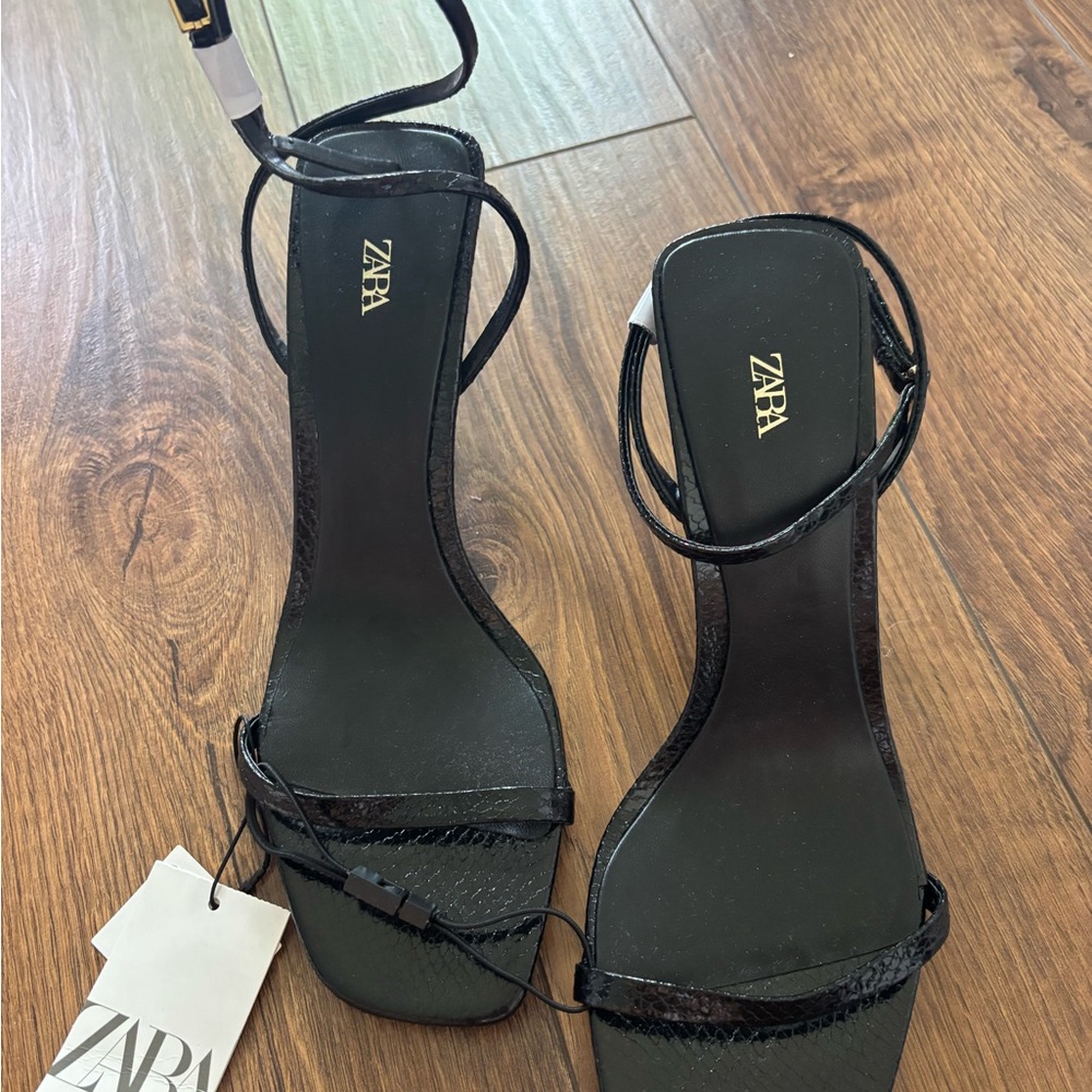 Zara Elegant Black Strappy Heels